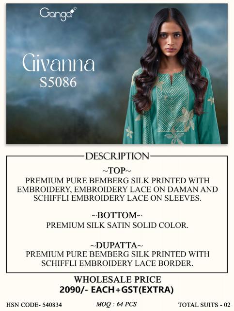 Ganga givanna 5086 catalog dress materials wholesale online